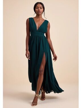 Lulus | Dresses | Captivated Emerald Green Cowl Neck Maxi Dress